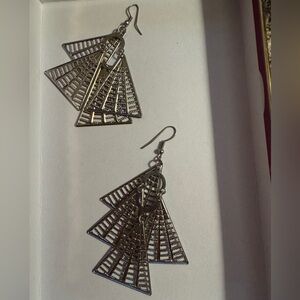 Silver Geometric Dangle Earrings